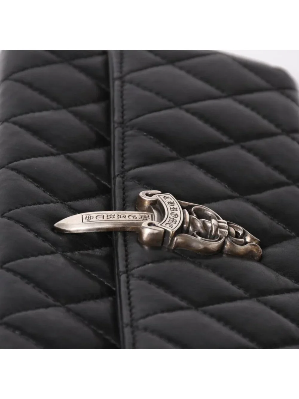 Chrome Hearts Dinner Clutch Large Dagger Matelasse Lambskin Black